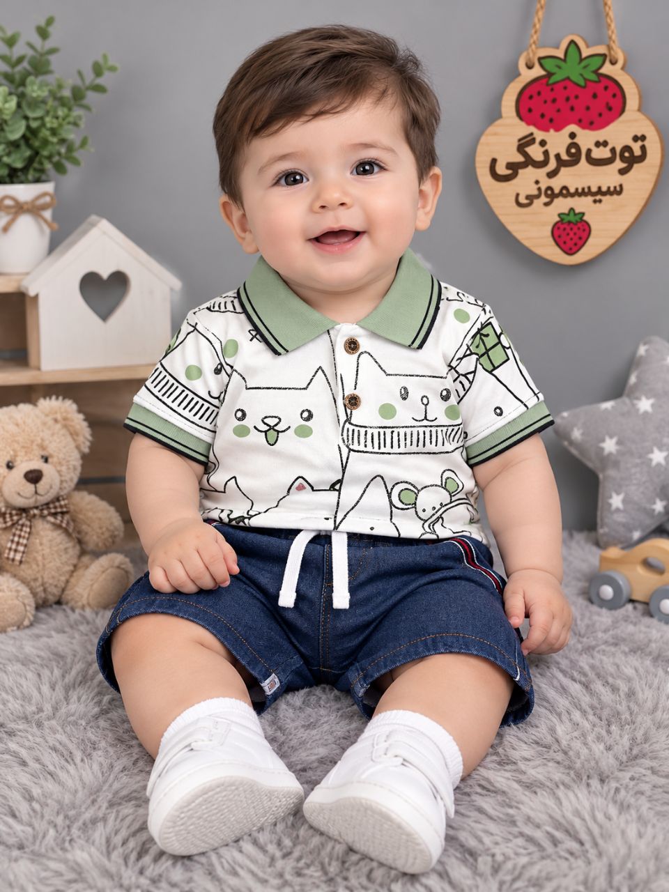 پولوشرت‌ شلوارک گربه کد ۱۱۹۱